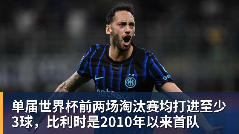 好博体育单届世界杯前两场淘汰赛均打进至少3球，比利时是2010年以来首队